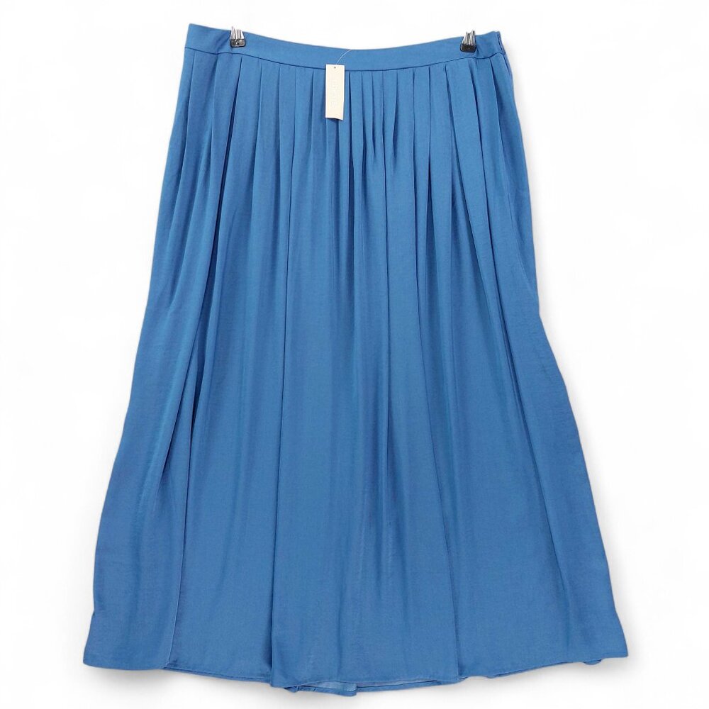 Chicos Skirt Sz 3 US16 Blue Pleated Maxi Flowy Lightweight Dressy Wear to Work